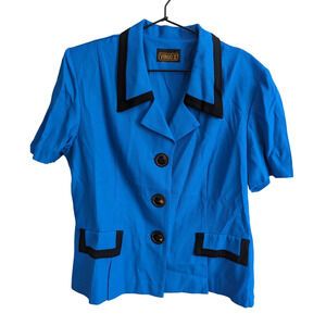 Virgo | Tops | Vintage 98s Virgo Ii Womens Sz L Short Sleeve Button Down Shirt Blue | Poshmark