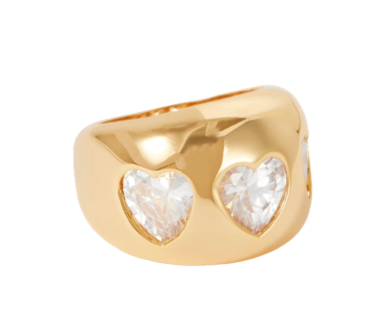 Timeless Pearly gold plated crystal ring