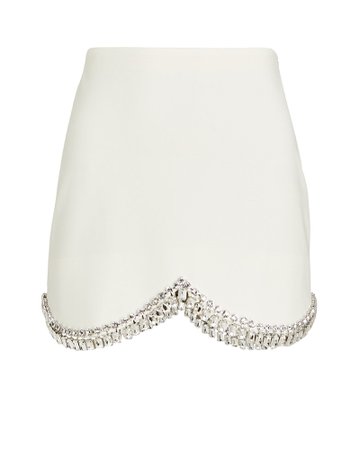 AREA Crystal-Embellished Scallop Mini Skirt | INTERMIX®