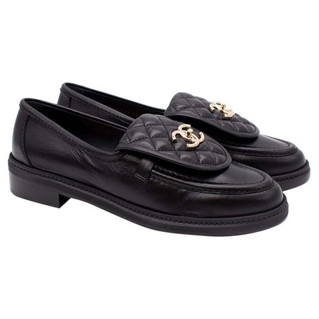 Chanel Black Quilted Leather Loafers