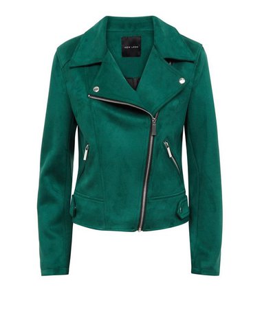 Green Suedette Biker Jacket | New Look