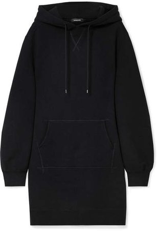 Oversized Hooded Cotton-blend Jersey Dress - Black