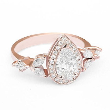 Rose Gold Pear Diamond Ring