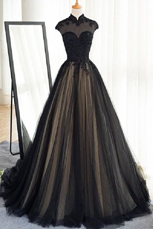 Cheap Prom Dresses by SweetheartDress · Black tulle cap sleeves floor-length long prom dresses,luxury dresses