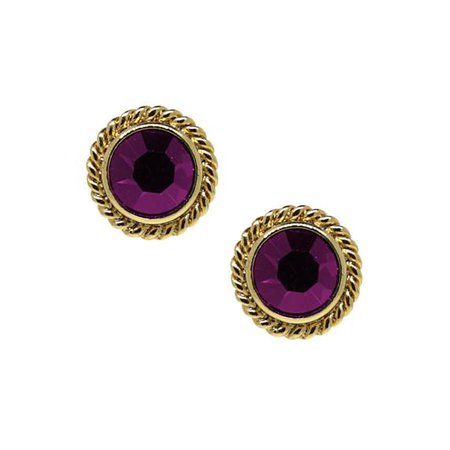 14K Gold Dipped Purple Small Round Stud Earrings