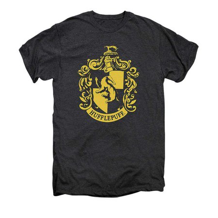 Hufflepuff House Crest Adult Premium Smoke Heather T-shirt | Harry Potter Shop