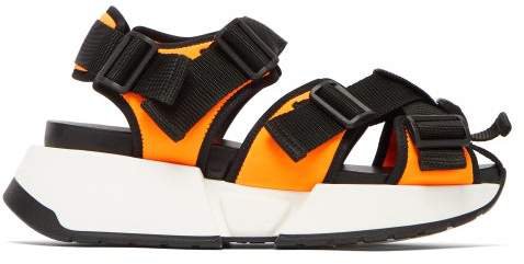 Safety Multi Strap Platform Sandals - Womens - Black Orange