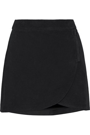 Black Lennon zip-embellished suede mini skirt | Sale up to 70% off | THE OUTNET | ALICE + OLIVIA | THE OUTNET