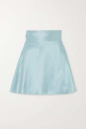 Blue Silk-satin wrap mini skirt | HARMUR | NET-A-PORTER
