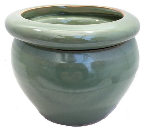 Round Self Watering Glazed Ceramic Pot Jade 6 1/4 x 4 | Etsy