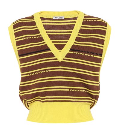 Striped Intarsia Wool Sweater Vest | Miu Miu - Mytheresa