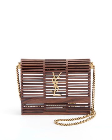 Saint Laurent Small Kate Wooden Weave Box Bag