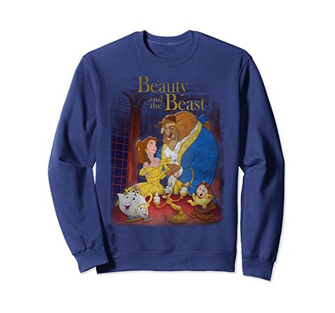 Amazon.com: Disney Beauty And The Beast Distressed Vintage Group Shot Sweatshirt: Clothing