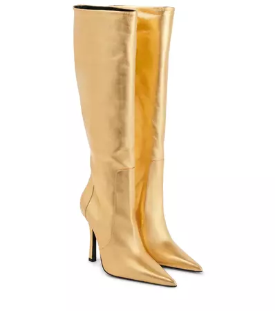 Blumarine - Laminated knee-high leather boots | Mytheresa