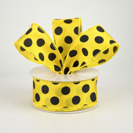 1.5" Big Polka Dot Ribbon: Yellow & Black (10 Yards) [RG1586AN] - CraftOutlet.com