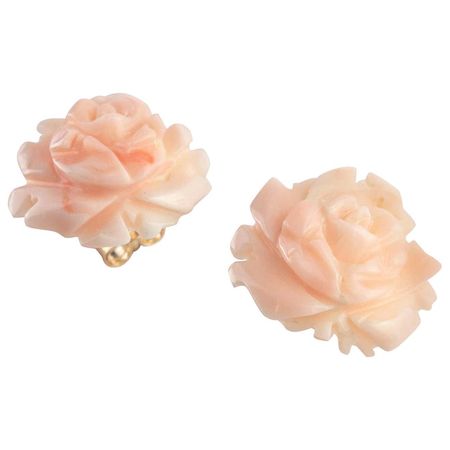 Intini Jewels Natural Pink Coral Rose Stud Earrings