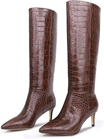 Amazon.com: wetkiss Knee High Boots for Women, with Stiletto Heel and Pointed Toe Design, Classic and Sexy : Clothing, Shoes & Jewelry