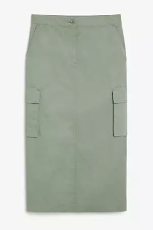 Khaki green cargo maxi skirt - Khaki green - Monki WW