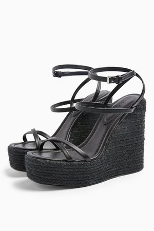 WILLA Black Wedge Sandals | Topshop