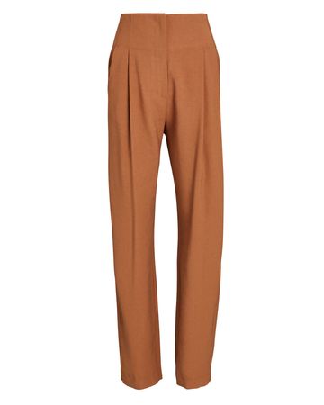 The Sei Pleated High-Rise Trousers in Brown | INTERMIX®