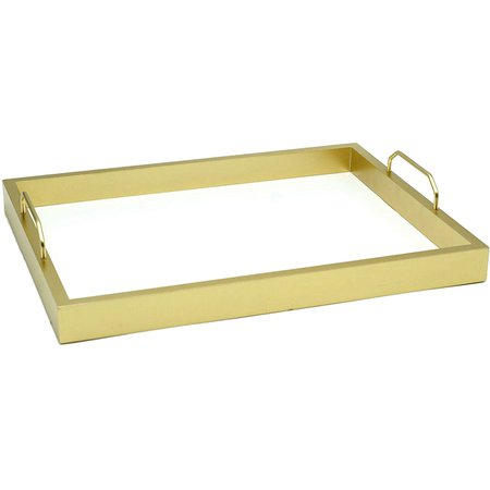 White/Gold Wooden Tray, 16" x 12" | At Home