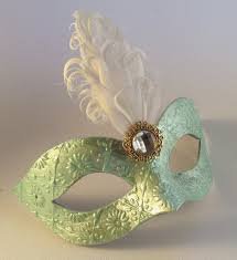 light green and gold masquerade mask