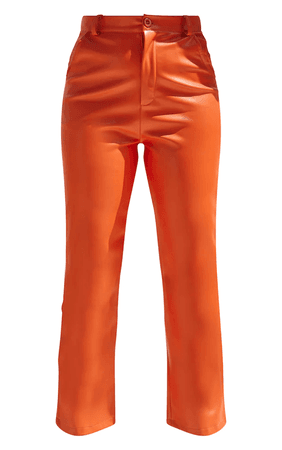 Orange leather pants