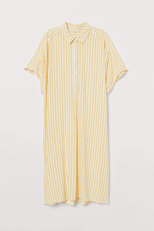 Viscose Shirt Dress - Yellow