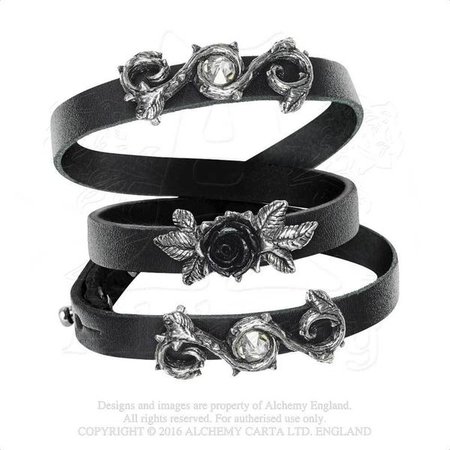 Alchemy Gothic Black Rose Of Perfection Wristrap Bracelet Wristband