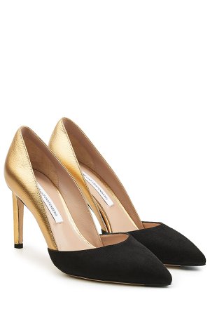 Metallic Leather and Suede Pumps Gr. US 7