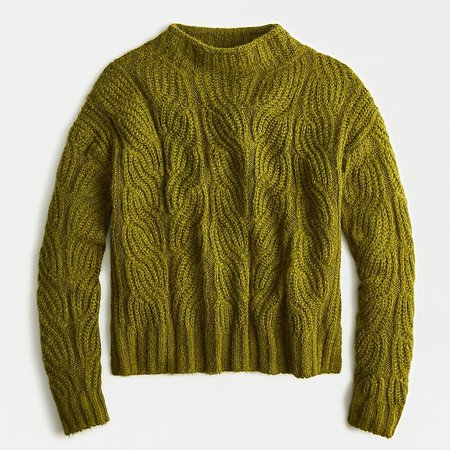 J.Crew: Pointelle Cable Sweater green