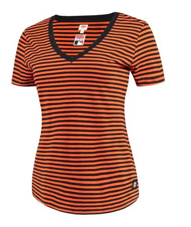 black and orange striped shirt