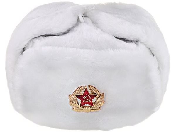 Faux fur white ushanka novelty hat