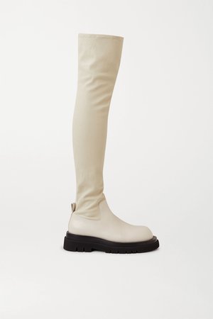 Cream Leather over-the-knee boots | Bottega Veneta | NET-A-PORTER