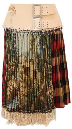 Chopova Lowena - Tartan Recycled Tapestry Skirt - Womens - Green Multi
