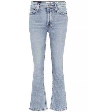 Cropped mid-rise flared jeans