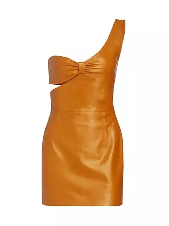 Shop Zeynep Arçay One-Shoulder Coated-Leather Minidress | Saks Fifth Avenue