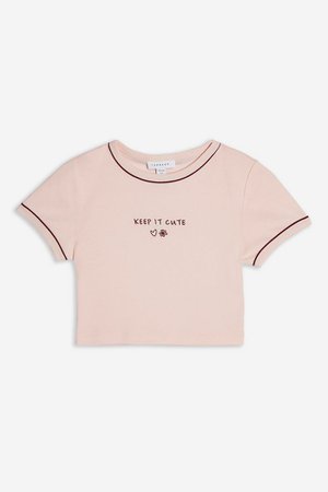 PETITE 'Keep It Cute' Cropped T-Shirt | Topshop
