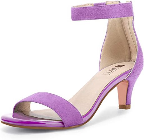 Amazon.com | IDIFU Women's Low Kitten Heels Sandals Ankle Strap Open Toe Wedding Pump Shoes with Zipper | Heeled Sandals