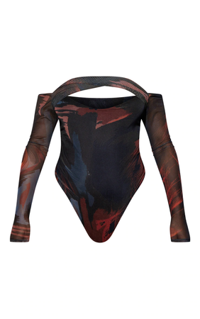Red mesh bodysuit