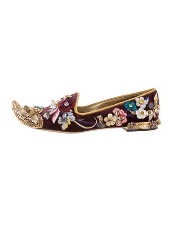 Dolce & Gabbana Velvet Embellished Loafers - Shoes - DAG147876 | The RealReal