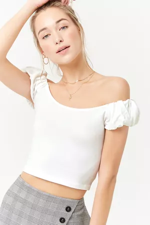 Puff-Sleeve Crop Top - Forever 21