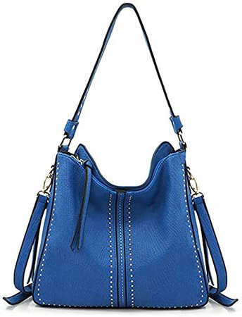 Amazon.com: Montana West Large Hobo Handbag for Women Studded Leather Shoulder Bag Crossbody Purse With Tassel MWC-1001 BLUE: Shoes
