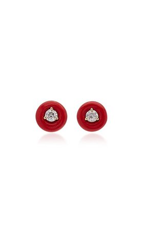 Belle Ciambelle 14k Gold Coral And Diamond Earrings By Vittorio B. Fine Jewels | Moda Operandi