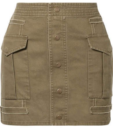 Cotton And Ramie-blend Twill Mini Skirt - Army green