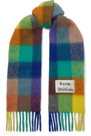 Acne Studios | Valley checked fringed knitted scarf | NET-A-PORTER.COM