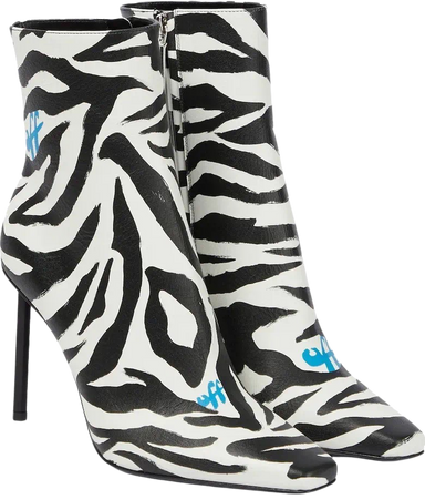 Off-white zebra print ankle boots