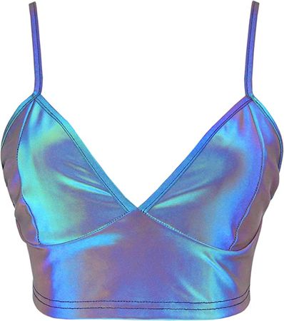 Amazon.com: Giovacker Women's Reflective Crop Tops Festival Rave Outfits Girls Club Tank Vest : Clothing, Shoes & Jewelry