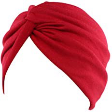 Decou Solid Color Clean Plain Twist Pleasted Hair Turban Cap (Red),One Size at Amazon Women’s Clothing store