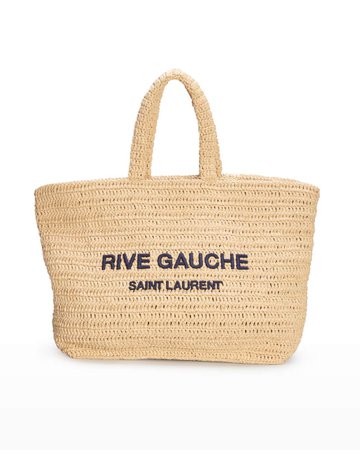 Saint Laurent Rive Gauche Raffia Tote Bag | Neiman Marcus